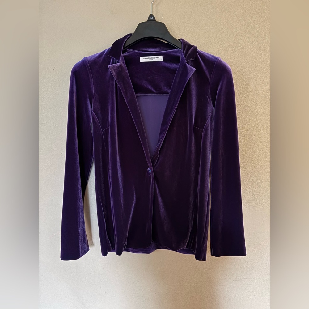 Amanda Uprichard Revolve Yvonne Blazer Purple Velvet Office Casual Small - Picture 2 of 4